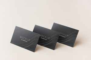 photo of three labeled mockup business cards